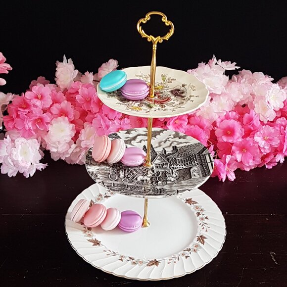 Handmade 3-Tier Cake Stand in Autumn Browns Thanksgiving Dessert Serving Tray - Picture 8 of 13